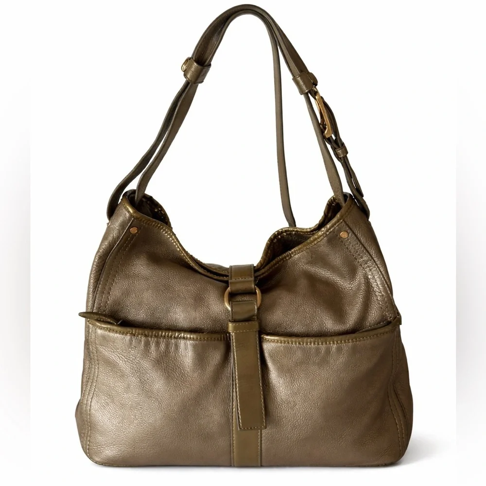 Cole Haan Gold Metallic Leather shoulder Bag structured tote